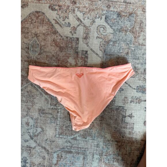 Roxy Reversible Beach Classic Hipster Bikini Bottom Coral Pink Double Strap Med - Picture 3 of 5